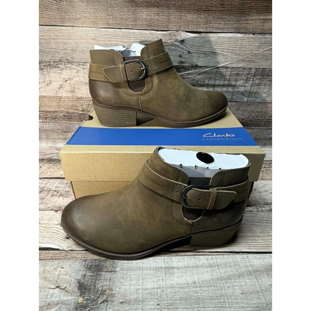 Clarks Women Shoes Charlten‎ Rae Ankle Boots Mushroom Oily Sz 7.5
